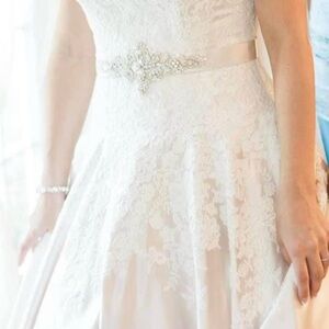 Allure Bridals Cream Tiered Embellished Wedding Gown